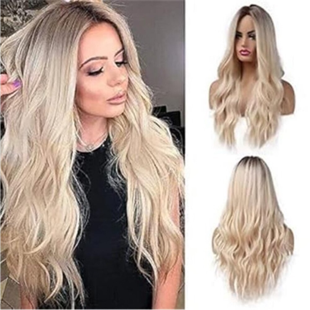 26” Women’s Natural Hair Heat Resistant Ombre Blonde FULL CAP WIG